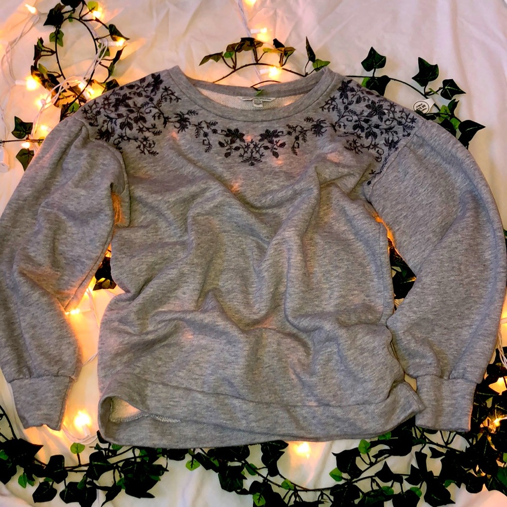 Grey floral sweatshirt